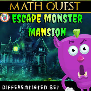 Preview of Halloween Math Activity - Escape Monster Mansion (Differentiated Bundle)