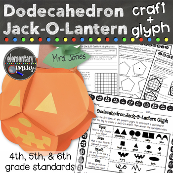 Preview of Halloween Math Activity Dodecahedron Jackolantern Glyph and Geometry Worksheets