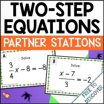 Preview of Halloween Math Activity for Middle School | Solving Two Step Equations