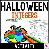 Halloween Math Activity Worksheet Adding and Subtracting Integers
