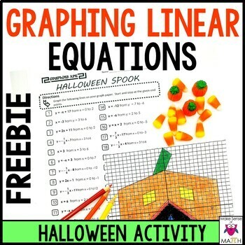 Preview of Halloween Math Activity Worksheet | Graphing Linear Equations Activity FREE