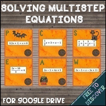 Preview of Halloween Math Activity for Google Drive | Solving Multi-Step Equations