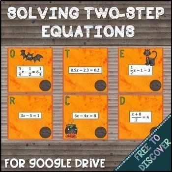 Preview of Halloween Math Activity for Google Drive | Solving Two Step Equations