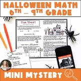 Halloween Math Activity for Middle School Mystery for 6th 