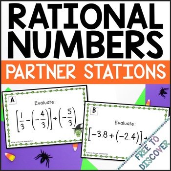 Preview of Halloween Math Activity for Middle School | Operations with Rational Numbers
