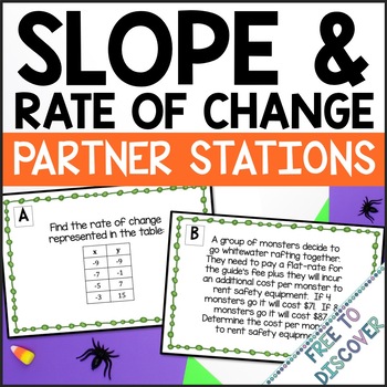 Preview of Halloween Math Activity for Middle School | Slope & Rate of Change