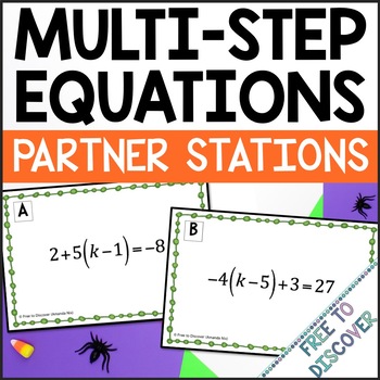 Preview of Halloween Math Activity for Middle School | Solving Multi-Step Equations