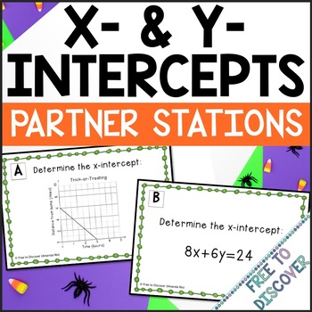 Preview of Halloween Math Activity for Middle School | x- and y-Intercepts