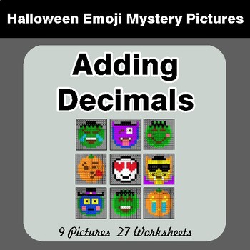 Halloween Math: Adding Decimals - Color-By-Number Math Mystery Pictures