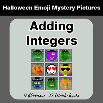 Halloween Math: Adding Integers - Color-By-Number Math Mystery Pictures