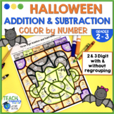 Halloween Math Addition and Subtraction Color by Number Pr