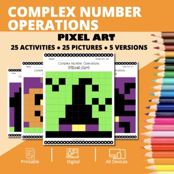 Preview of Halloween: Complex Number Operations Pixel Art Activity