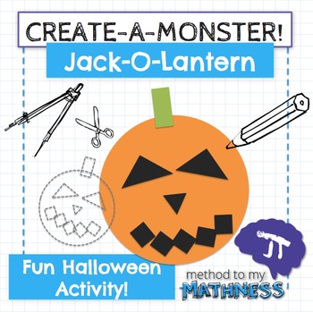 Preview of Halloween Math in Art Activity CREATE A MONSTER Jack-O-Lantern