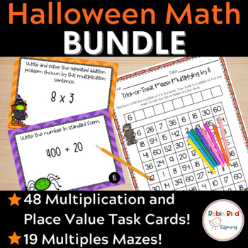 Preview of Halloween Math BUNDLE! Place Value and Multiplication Skills