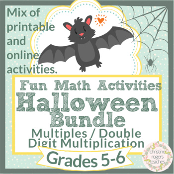 Preview of Halloween Math Bundle, 5th and 6th Graders Multiples Double Digit Multiplication