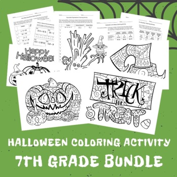 Preview of Fall Halloween Math Bundle | 7th Grade | Unit Rates, Expressions, & more!