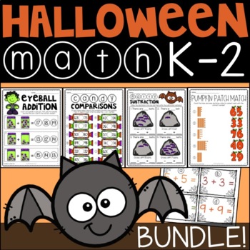 Preview of Halloween Math Bundle - Kindergarten, 1st, & 2nd Grade! (Color and B&W Versions)