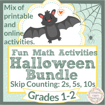 Preview of Halloween Math Bundle for 1st and 2nd Graders, Skip Counting with 2, 5 and 10