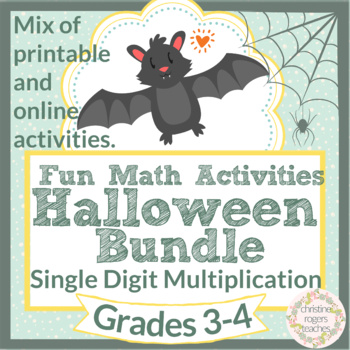 Preview of Halloween Math Bundle for 3rd and 4th Graders, Single Digit Multiplication
