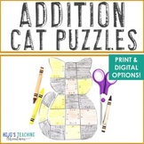 Addition Cat Puzzles | Halloween Activities, Math Centers,