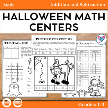 Preview of Halloween Math Centers Addition and Subtraction