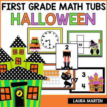 Preview of Halloween Math Centers - Halloween Activities for First Grade - Math Stations