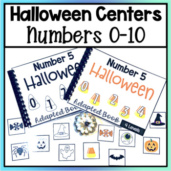Preview of Halloween Math Centers Number 0-10 Adaptive Books Special Education Activities