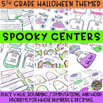 Preview of Halloween Math Centers or Stations: Math Games {5th Grade}