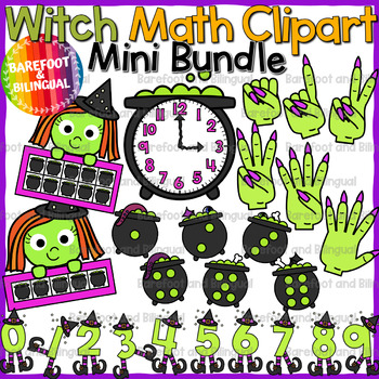 Preview of Halloween Math Clipart | Witch Math Set | Math Manipulatives