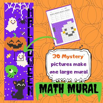 Preview of Halloween Math Collaborative Poster: Color by Number