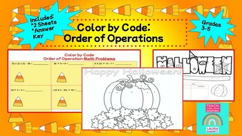 Preview of Halloween Math Color By Code: An Order of Operations activity