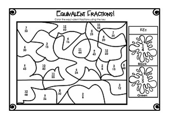 halloween math color by fractions number equivalent fractions fun free