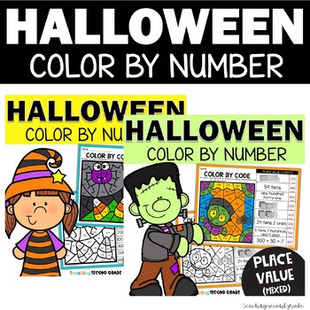 Preview of Halloween Math Color Code Place Value Expanded Form Unit Form Written Form