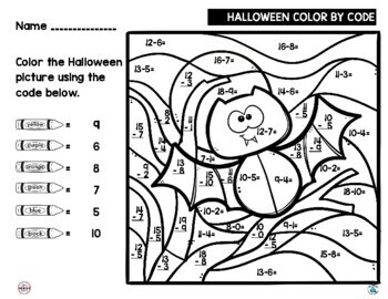 Halloween Math Color by Code by Lory Evans | Teachers Pay Teachers