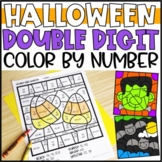 Halloween Math Color by Code Pictures Double Digit Additio