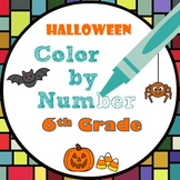 Halloween Math Color by Number - 6th Grade