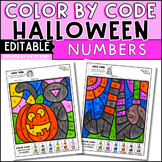 Halloween Math Color by Number Recognition Worksheets Editable