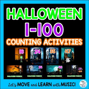 Preview of Halloween Math Count to 100 Activities: 1-100 Number Recognition, Sequencing