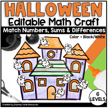 Preview of Halloween Math Craft, Number Matching, Sums and Differences within 20