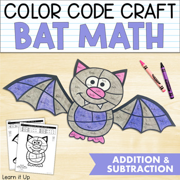 Preview of Halloween Math Craft l Addition and Subtraction Activity l Bat Craft