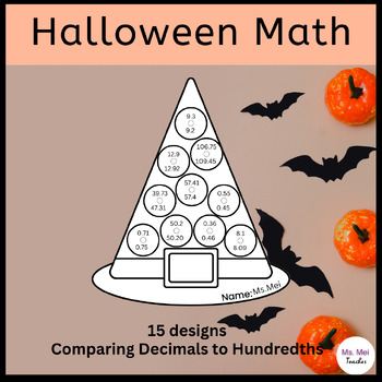 Preview of Halloween Math Crafts - Comparing Decimals to Hundredths