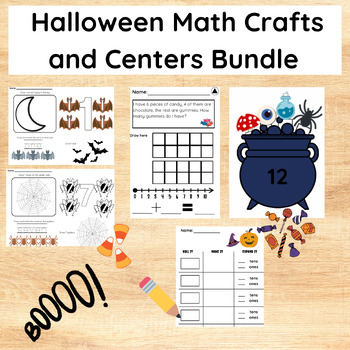 Preview of Halloween Math Crafts and Centers Bundle