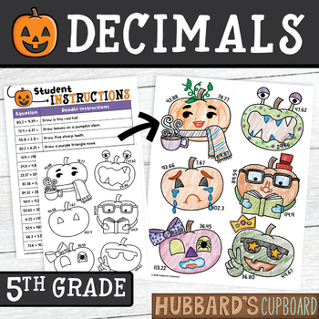 Preview of Halloween Math DECIMALS - Addition Subtract Multiply Divide - Activity Craft