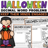 Halloween Math Decimal Word Problems; Multiply, Divide, Ad