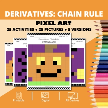 Preview of Halloween: Derivatives - Chain Rule Pixel Art Activity