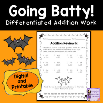 Preview of Halloween Math | Differentiated Addition Worksheets | Printable and Digital 