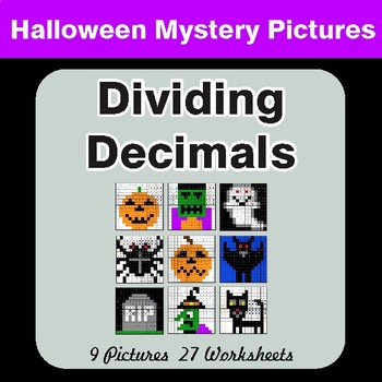 Halloween Math: Dividing Decimals - Color By Number Math Mystery Pictures