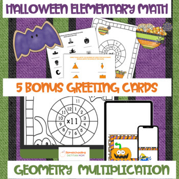 Preview of Halloween Math - Elementary Geometry and Multiplication Practice