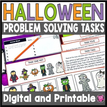 Preview of Halloween Math Enrichment Logic Puzzles - October Halloween Brain Teaser Puzzles