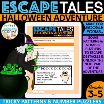 Preview of Halloween Math Enrichment | Puzzlers | Digital Escape Tale for Google Forms™